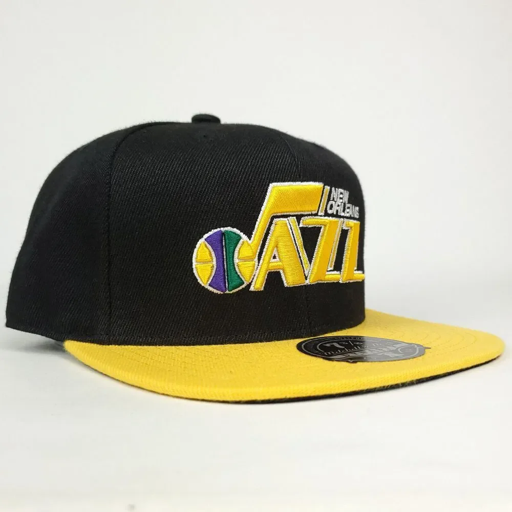 New Orleans Jazz Mitchell &‎ Ness Fitted 7 3/8 Flatbill Hat Cap 3D Logo NWT